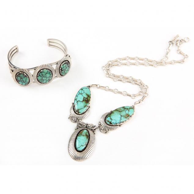 sterling-and-turquoise-pendant-necklace-and-bracelet