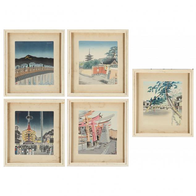 tomikichiro-tokuriki-japanese-1902-1999-five-framed-woodblocks