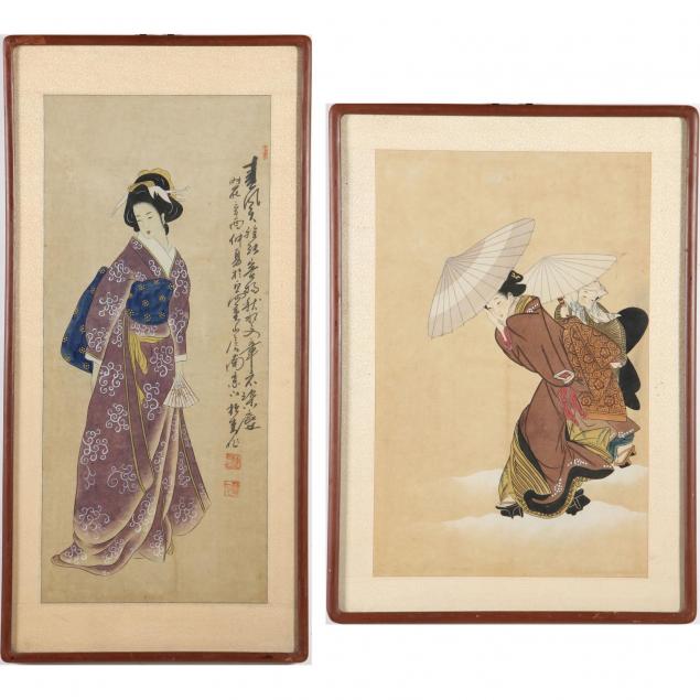 two-japanese-woodblock-prints-of-women