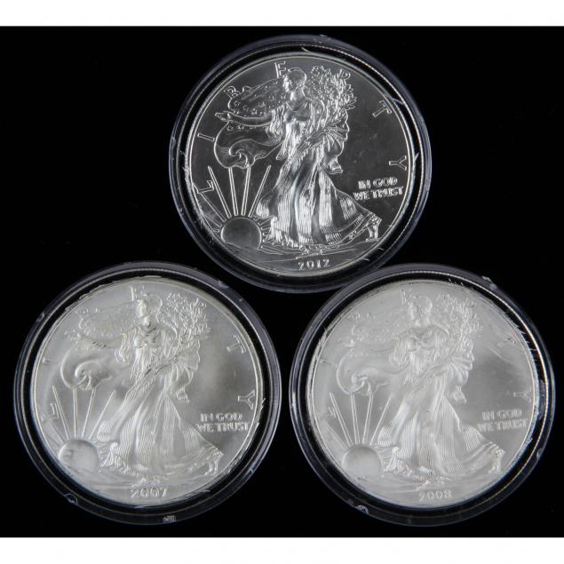 three-bu-american-silver-eagles