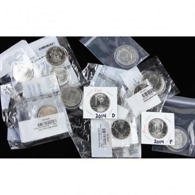 twelve-clad-and-five-90-silver-bu-kennedy-halves