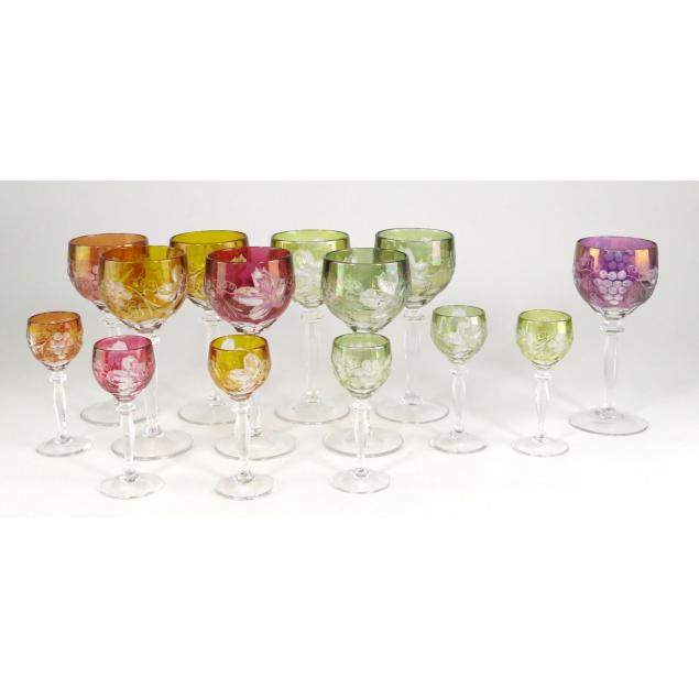 set-of-fourteen-pieces-bohemian-cut-to-clear-stemware