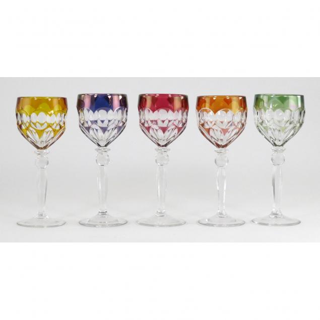 set-of-five-bohemian-glass-wine-goblets