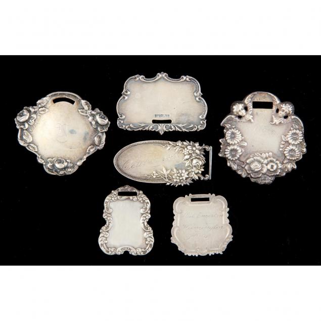 six-antique-vintage-sterling-silver-luggage-tags