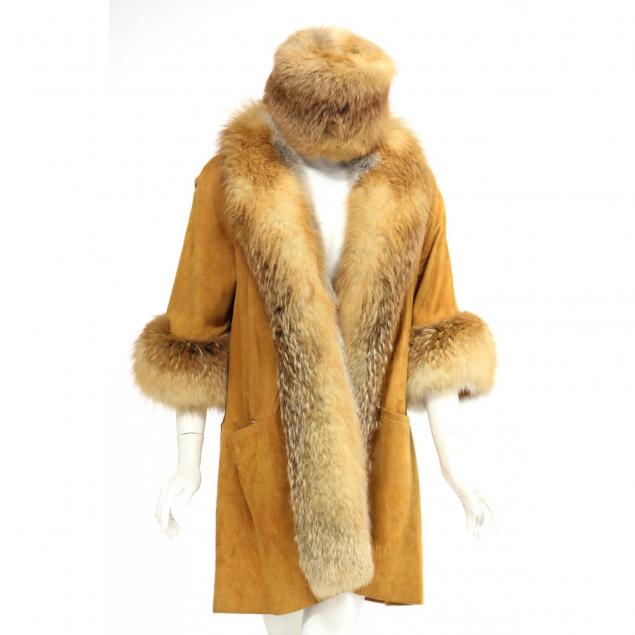 lady-s-vintage-suede-and-fox-fur-coat-and-fur-hat
