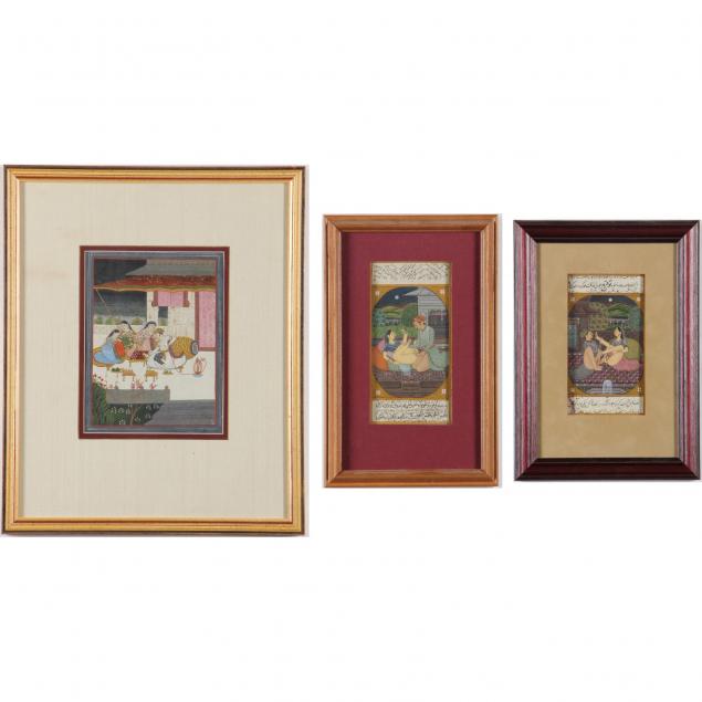 three-indian-miniature-paintings-20th-century