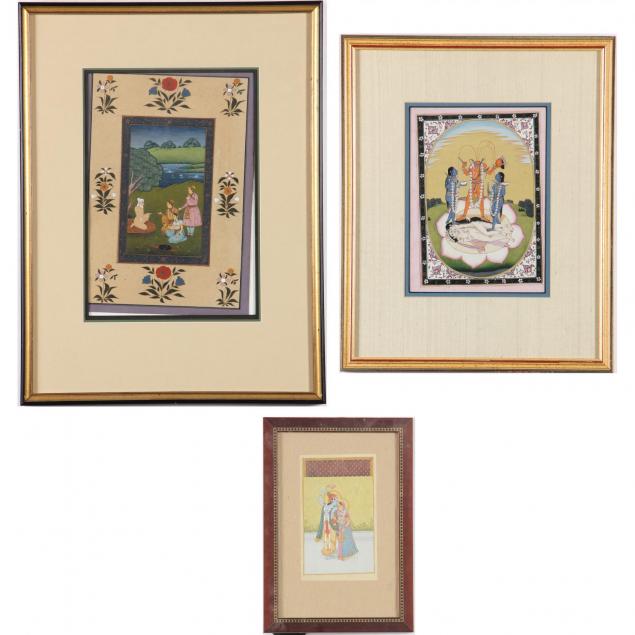 three-indian-miniature-paintings-20th-century