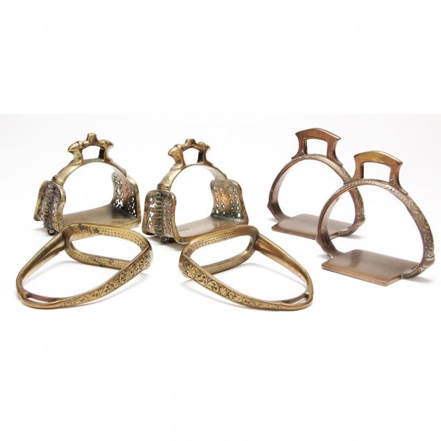 three-pairs-of-mughal-period-brass-stirrups