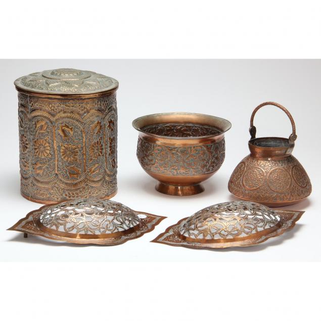 five-persian-copper-decorative-objects