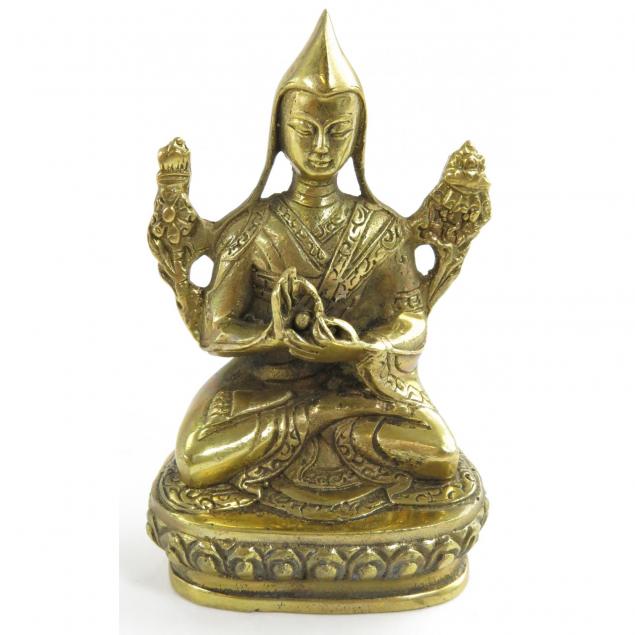 tibetan-gilt-brass-idol-of-a-monk