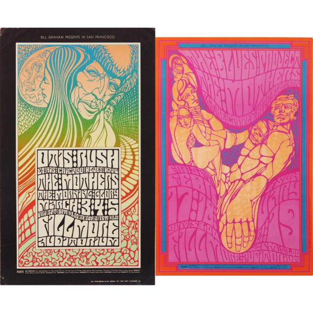 two-1967-fillmore-auditorium-concert-posters-by-wes-wilson
