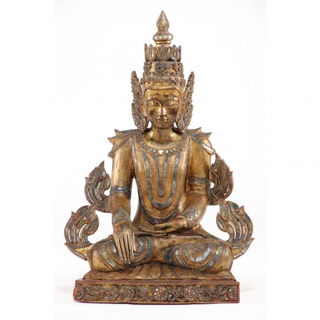antique-burmese-gilt-lacquered-glass-inlaid-buddha