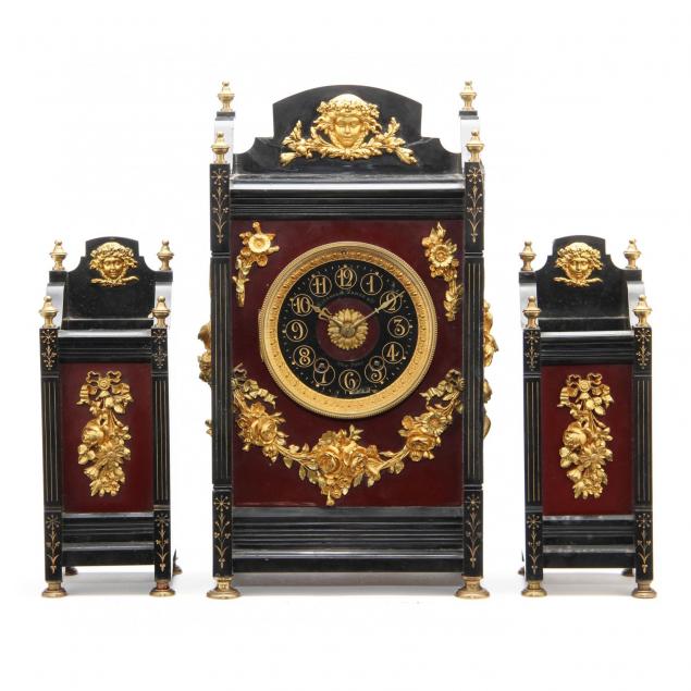 antique-louis-xvi-style-gilt-bronze-marble-clock-garniture