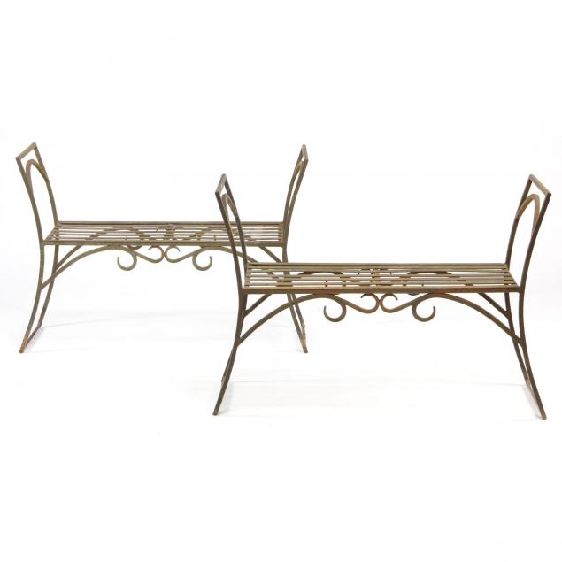pair-of-iron-garden-benches