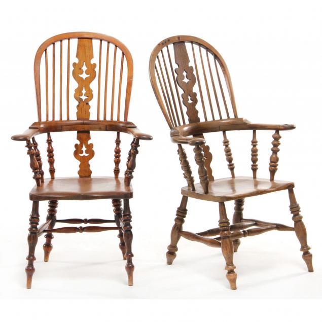 two-similar-english-windsor-arm-chairs