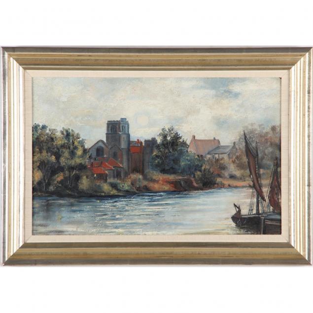 vintage-continental-river-scene-painting