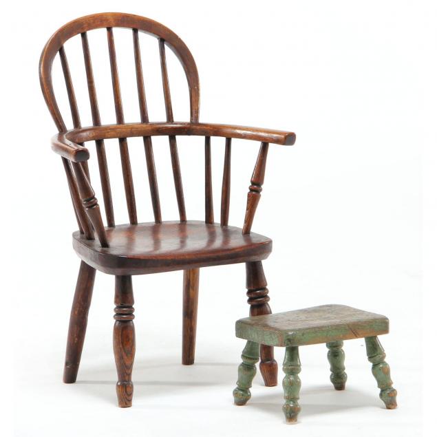 english-child-s-windsor-arm-chair-and-footstool