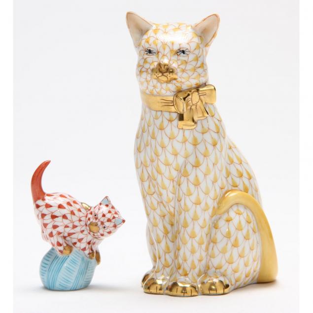 two-herend-porcelain-cats