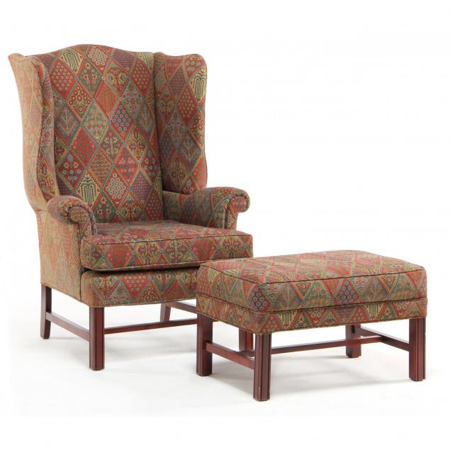 upholstered-wing-chair-and-ottoman