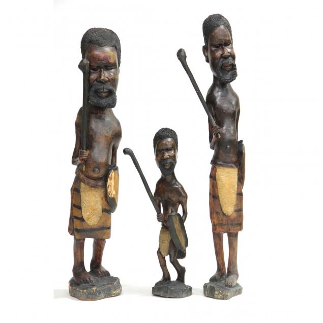 three-large-carved-african-figures