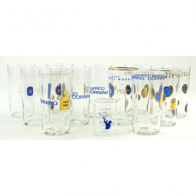 fourteen-pieces-of-corning-commemorative-glassware