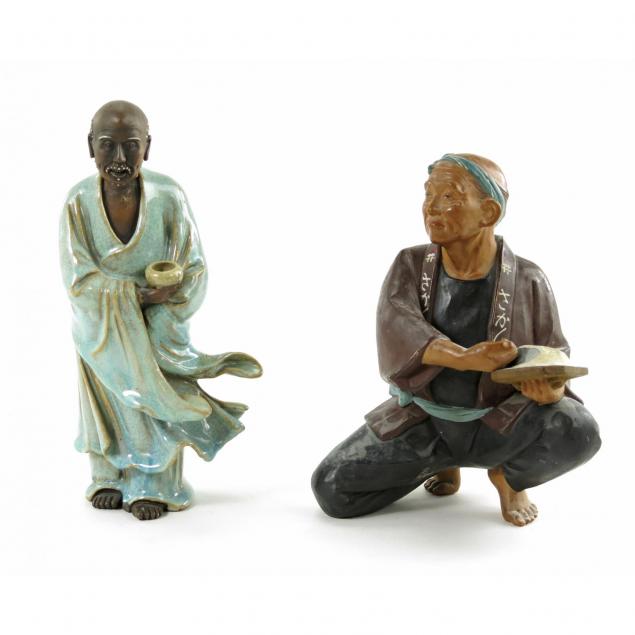 two-japanese-pottery-figures