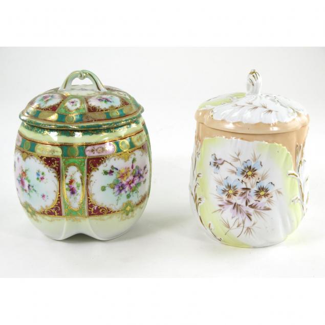 two-handpainted-biscuit-jars