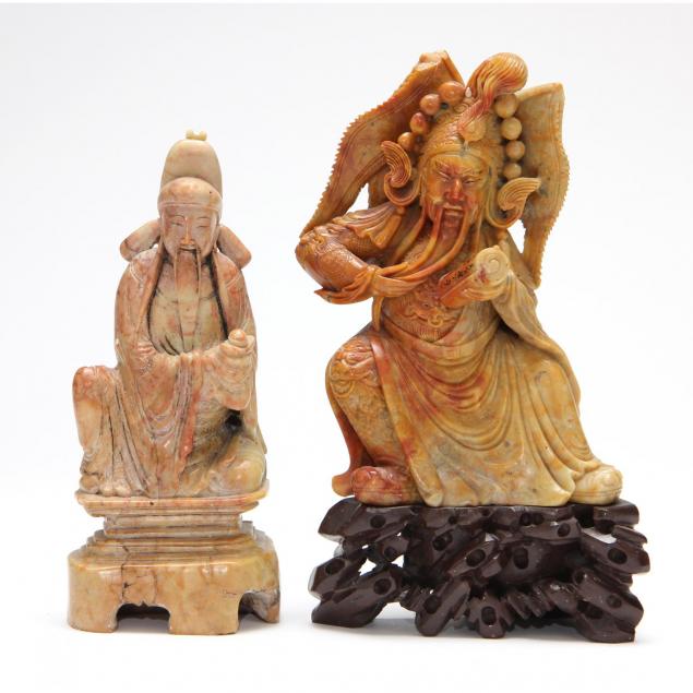 two-vintage-chinese-soapstone-figural-carvings