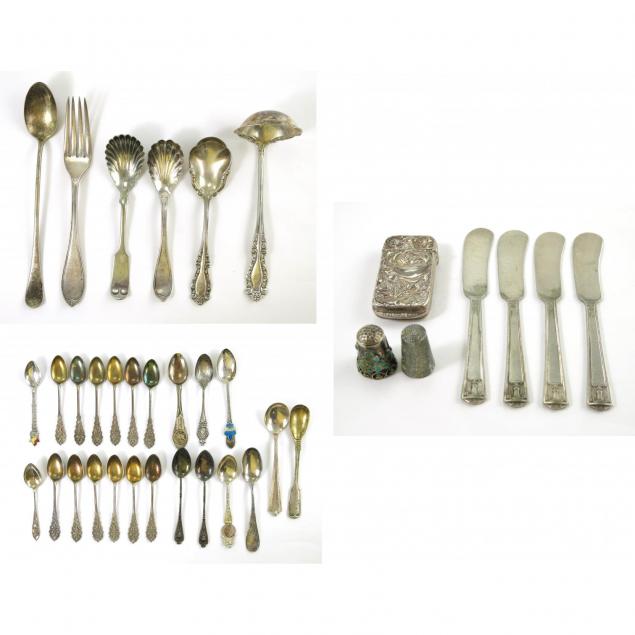 group-of-silver-and-silverplate-flatware-and-accessories