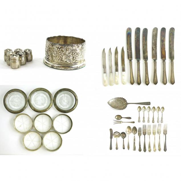 assorted-group-of-silver-and-silverplate-accessories