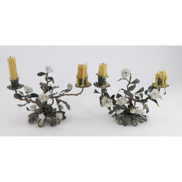 pair-of-italian-painted-metal-and-porcelain-candelabra