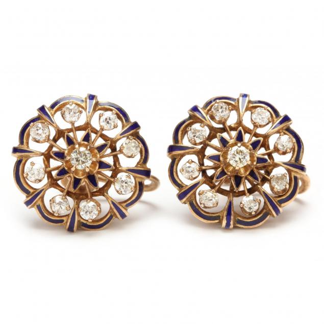 pair-of-diamond-and-enamel-earrings