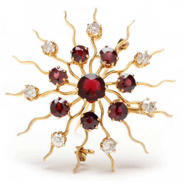 starburst-diamond-and-garnet-brooch