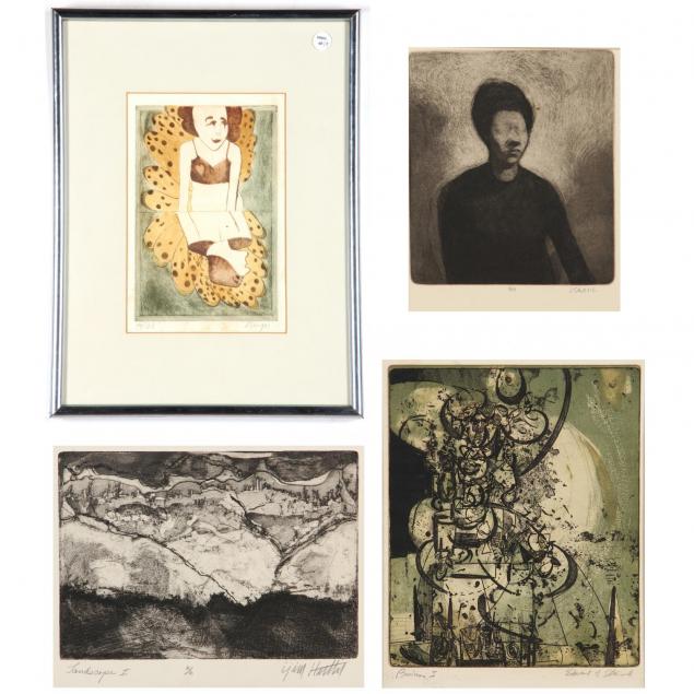 four-contemporary-modern-artist-signed-etchings