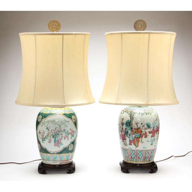 two-famille-rose-ginger-jars-as-table-lamps