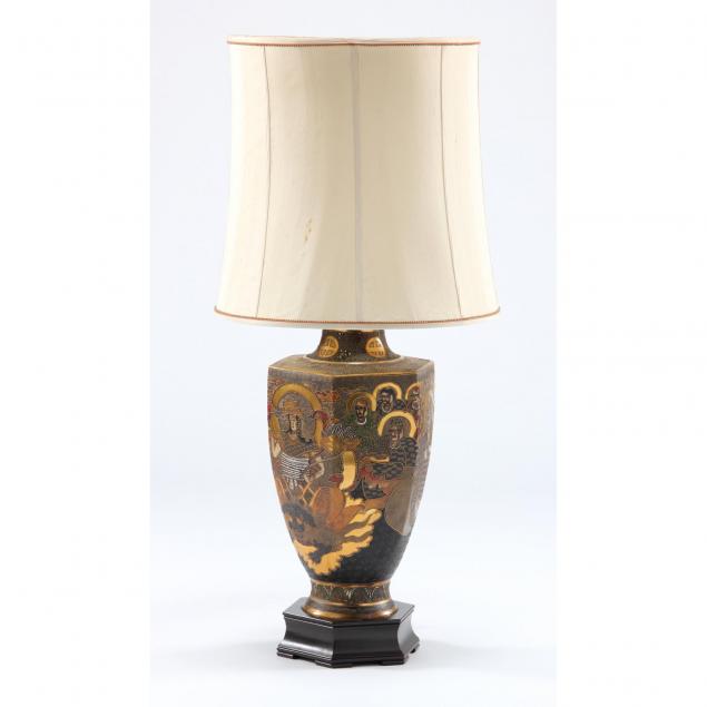 large-antique-japanese-satsuma-table-lamp