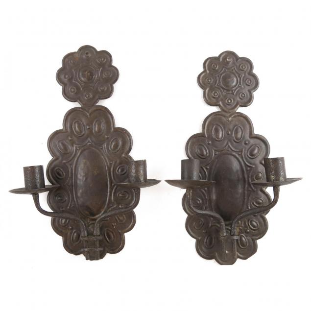 pair-of-two-light-iron-sconces