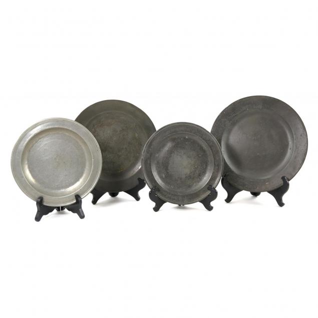 four-early-pewter-plates