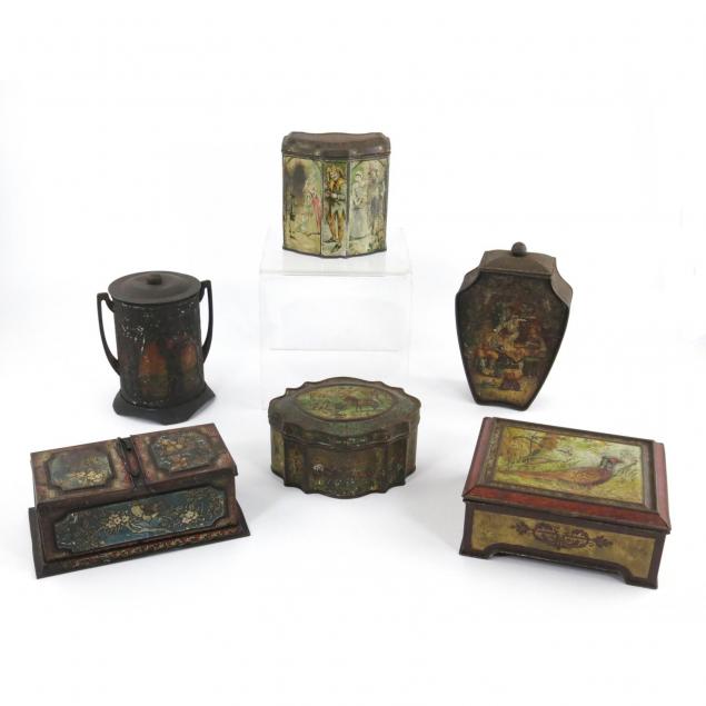 six-antique-advertising-tins