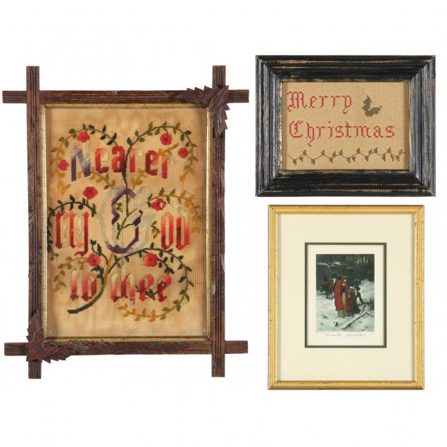 group-of-vintage-antique-christmas-wall-art