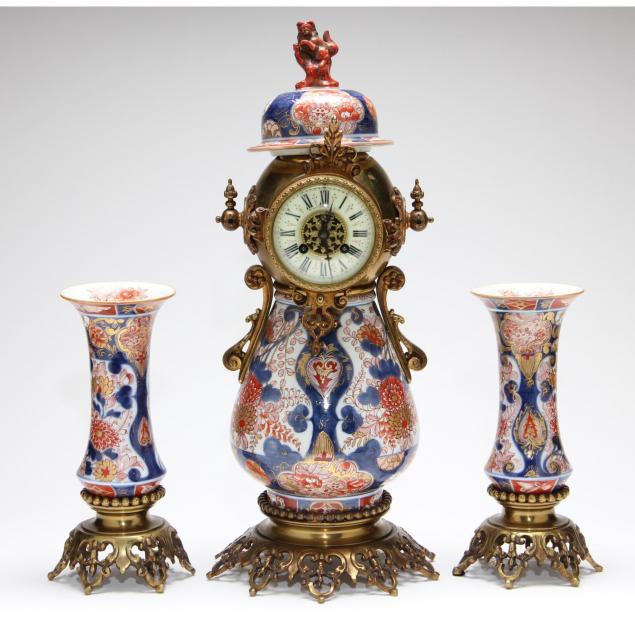 three-piece-french-imari-clock-garniture-set