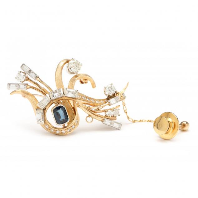 vintage-sapphire-and-diamond-brooch