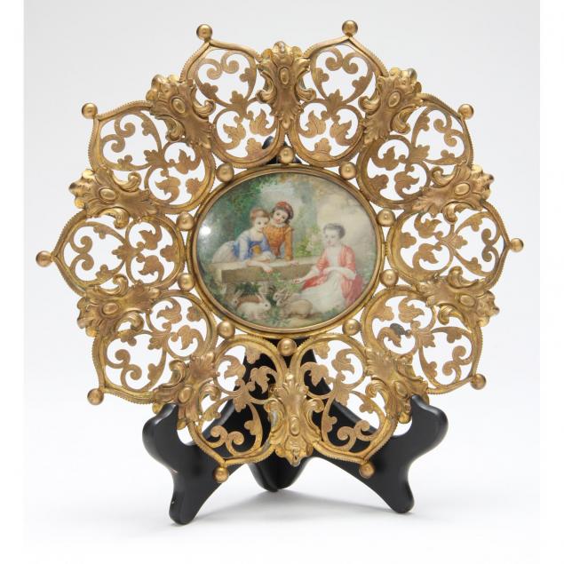 continental-gilt-metal-dish-with-central-painted-panel