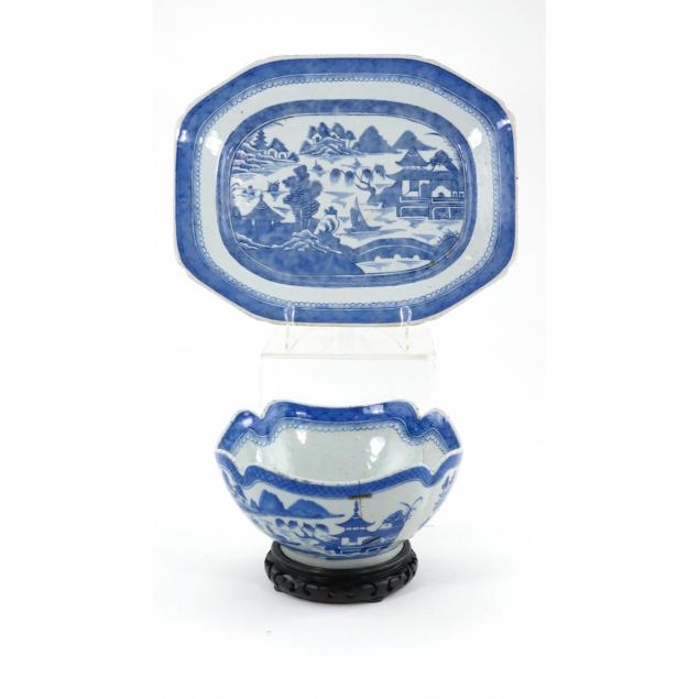 antique-canton-platter-and-center-bowl