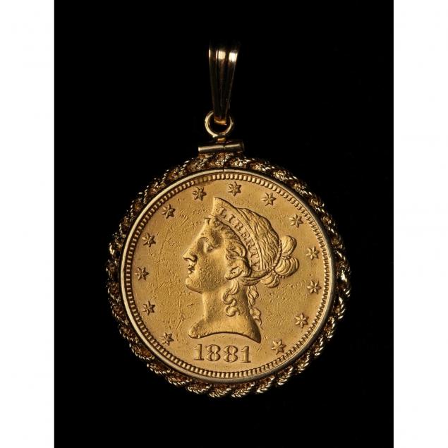 1881-s-10-gold-eagle-mounted-for-jewelry