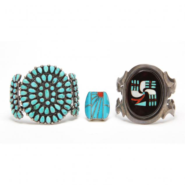 three-pieces-of-southwestern-silver-jewelry