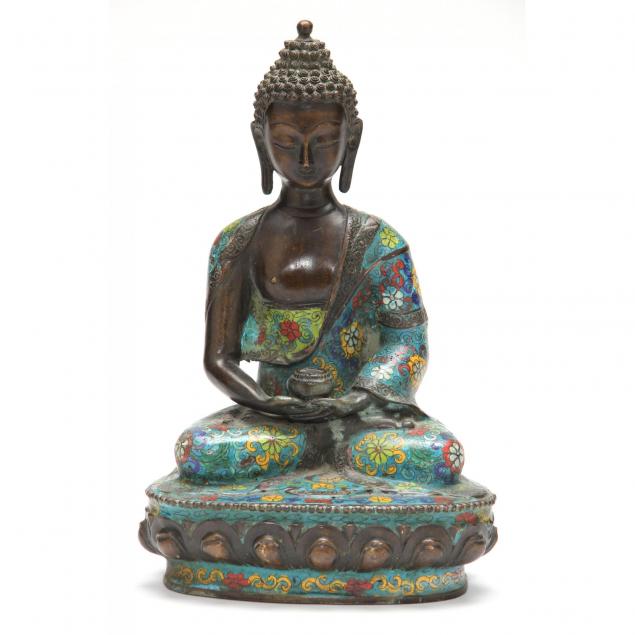 chinese-bronze-and-cloisonne-enamel-seated-buddha