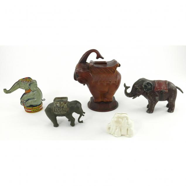 five-vintage-elephant-banks