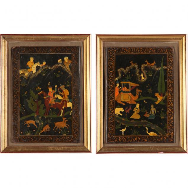 pair-of-persian-lacquered-miniature-paintings