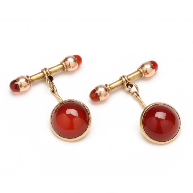 vintage-14kt-rose-gold-and-carnelian-and-gold-cufflinks